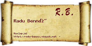 Radu Bennó névjegykártya